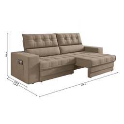 Sofá Oscar Plus 2,06m Retrátil/reclinável Suede Capuccino - Xflex - 2