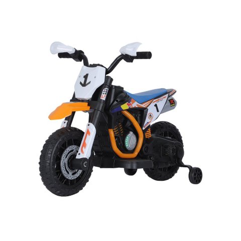 Moto Elétrica Infantil 2 Rodas com Rodinhas Bateria Recarregável - Laranja