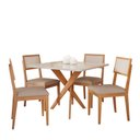 Ver imagem 2 de Sala de Jantar Mesa Cacau 95x77cm com Vidro e 4 Cadeiras Encanto Marrom/Off White/Bege/Cinamomo