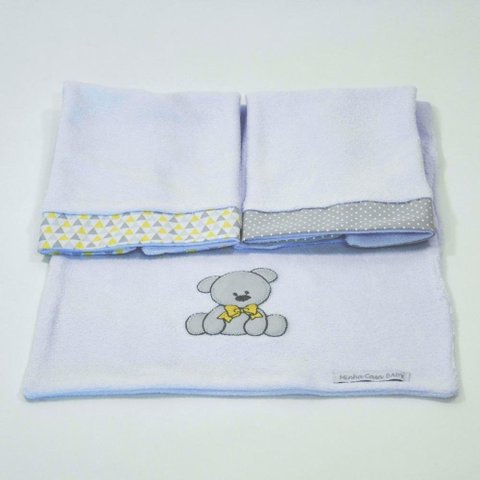 Pano de Boca Esponjinha Urso Bolacha Cinza