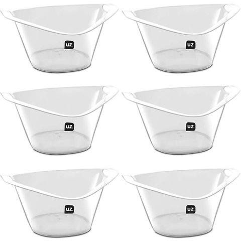 Kit 6 Baldes de Gelo Champanheira 8l Transparente 43x20cm Restaurante Hotel Bar Cerveja Vinho