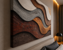 Ver imagem 3 de Quadro Decorativo Abstrato Ondas Madeira Canvas 90x60cm