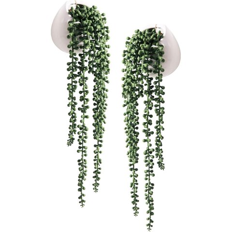 2 Plantas de Pendurar Suculentas 65cm Realistas Artificiais