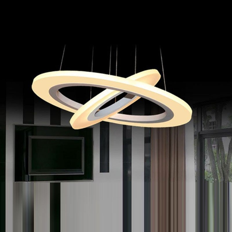 Luxo moderno lustre led círculo luzes do candelabro para sala de estar lustre cristal iluminação - D - 5