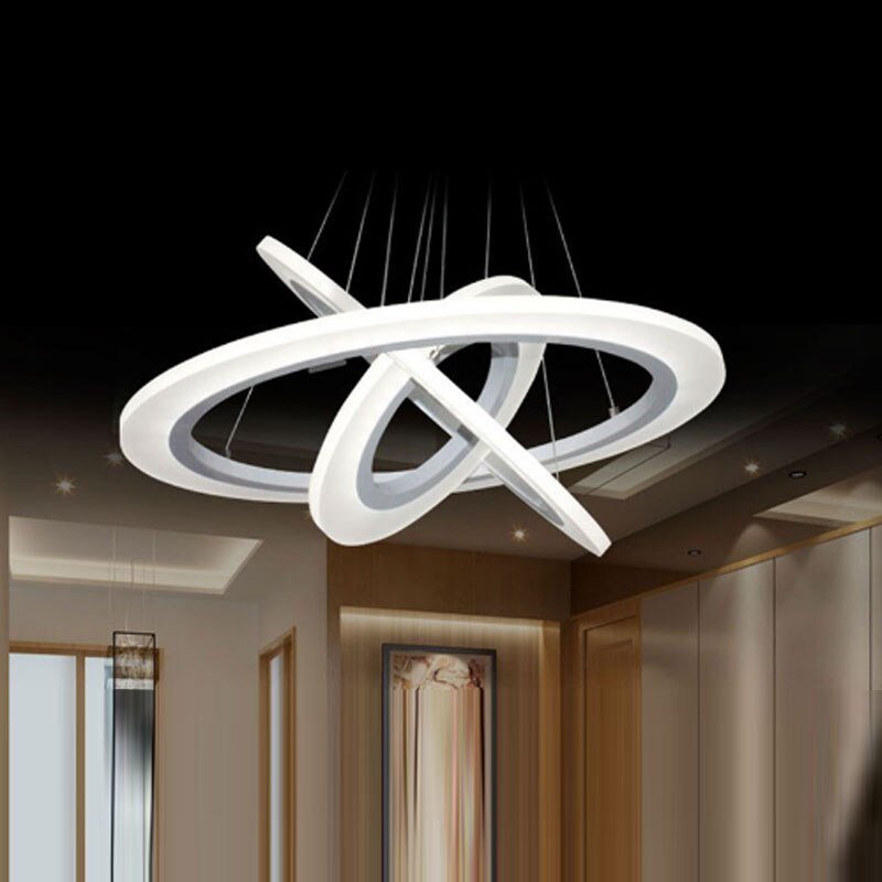 Luxo moderno lustre led círculo luzes do candelabro para sala de estar lustre cristal iluminação - D - 4