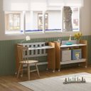 Ver imagem 6 de Mini Berço Chiqueirinho Trocador com Colchão Multifuncional 5 em 1:moisés Branco/freijó