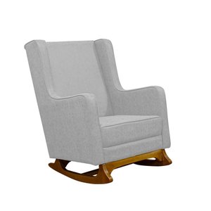 Poltrona de Amamentação Balanço Diana com Puff Linho Cinza