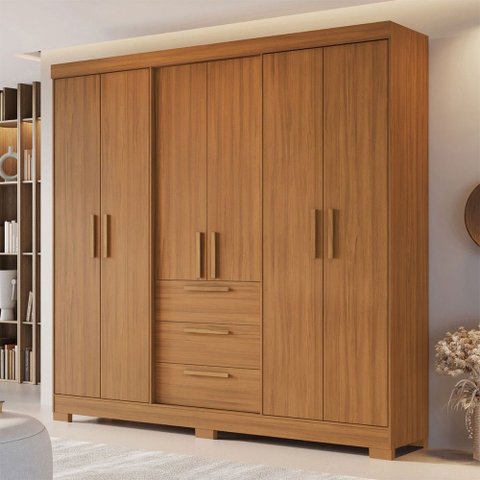 Guarda-roupa Casal Joaquina 6 Portas 3 Gavetas 100% Mdf Freijó Trend - Pnr Móveis
