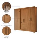 Ver imagem 5 de Guarda-roupa Casal Joaquina 6 Portas 3 Gavetas 100% Mdf Freijó Trend - Pnr Móveis