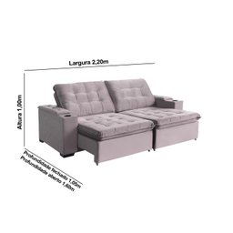 Sofá Londres 4 Lugares 2,20cm - de Casa Décor Estofados - 2