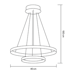 Lustre Pendente Moderno 2 Anéis 20 e 40cm Arco Ring Led 29w 6500k:branco - Luz Branca Fria 6500k - 2