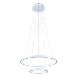 Lustre Pendente Moderno 2 Anéis 20 e 40cm Arco Ring Led 29w 6500k:branco - Luz Branca Fria 6500k - 1
