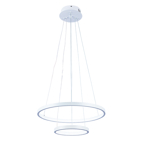 Lustre Pendente Moderno 2 Anéis 20 e 40cm Arco Ring Led 29w 6500k:branco - Luz Branca Fria 6500k