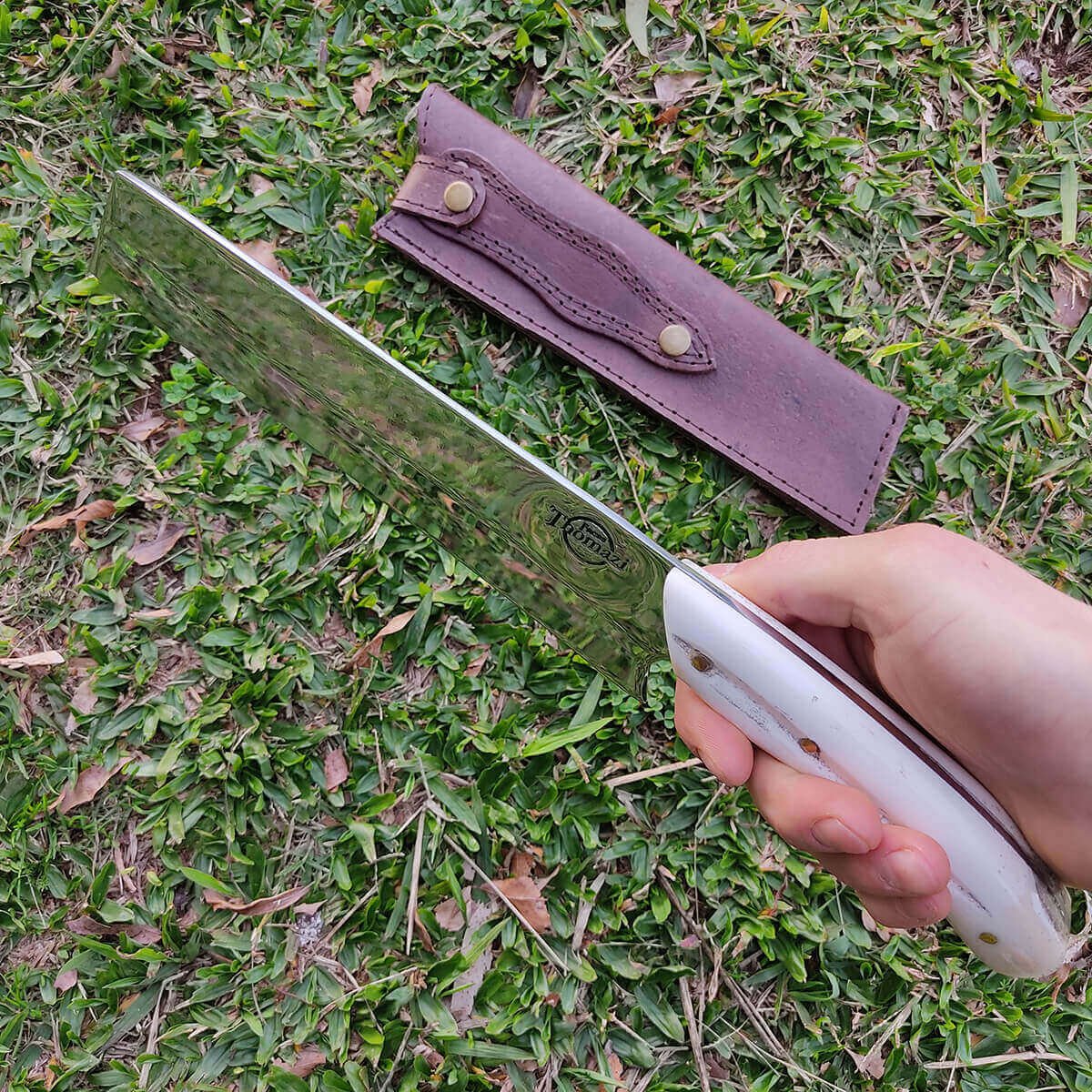 Faca Santoku Aço Cirúrgico Inox 420c Cozinha Artesanal 9' Fatiar Picar Japonesa Osso - 4
