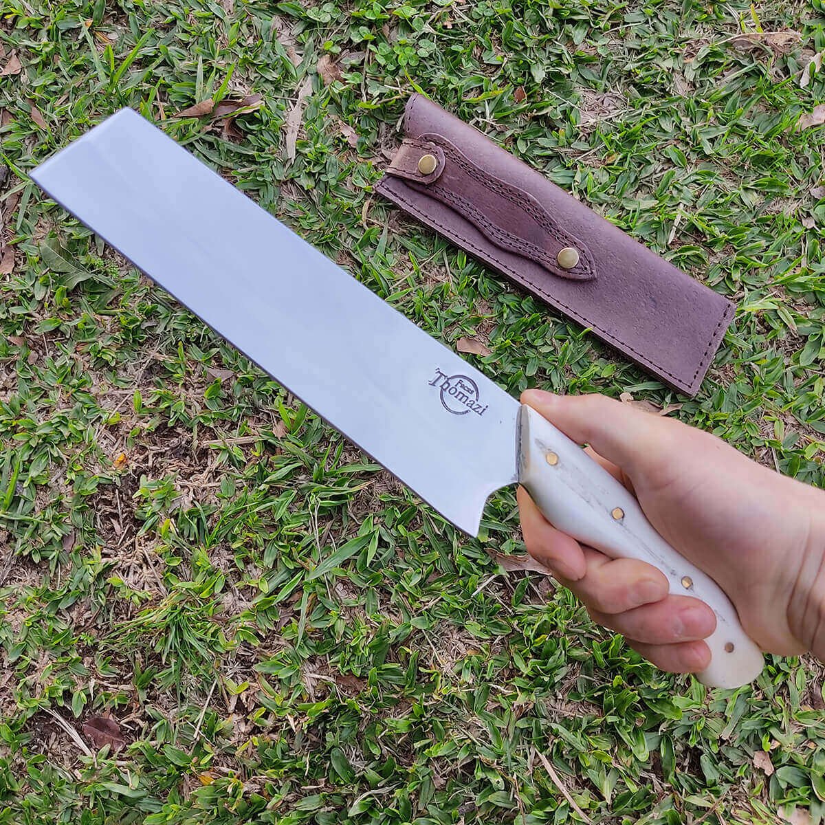 Faca Santoku Aço Cirúrgico Inox 420c Cozinha Artesanal 9' Fatiar Picar Japonesa Osso - 2
