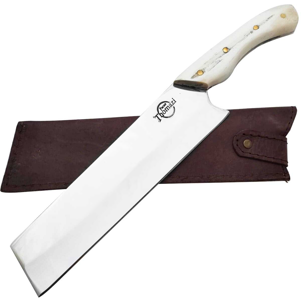 Faca Santoku Aço Cirúrgico Inox 420c Cozinha Artesanal 9' Fatiar Picar Japonesa Osso - 1