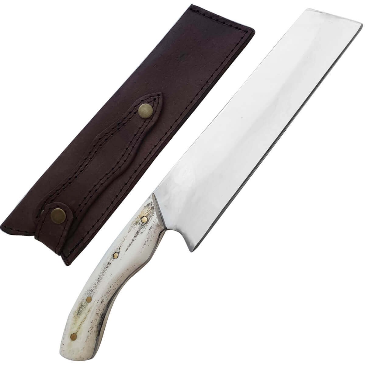 Faca Santoku Aço Cirúrgico Inox 420c Cozinha Artesanal 9' Fatiar Picar Japonesa Osso - 7