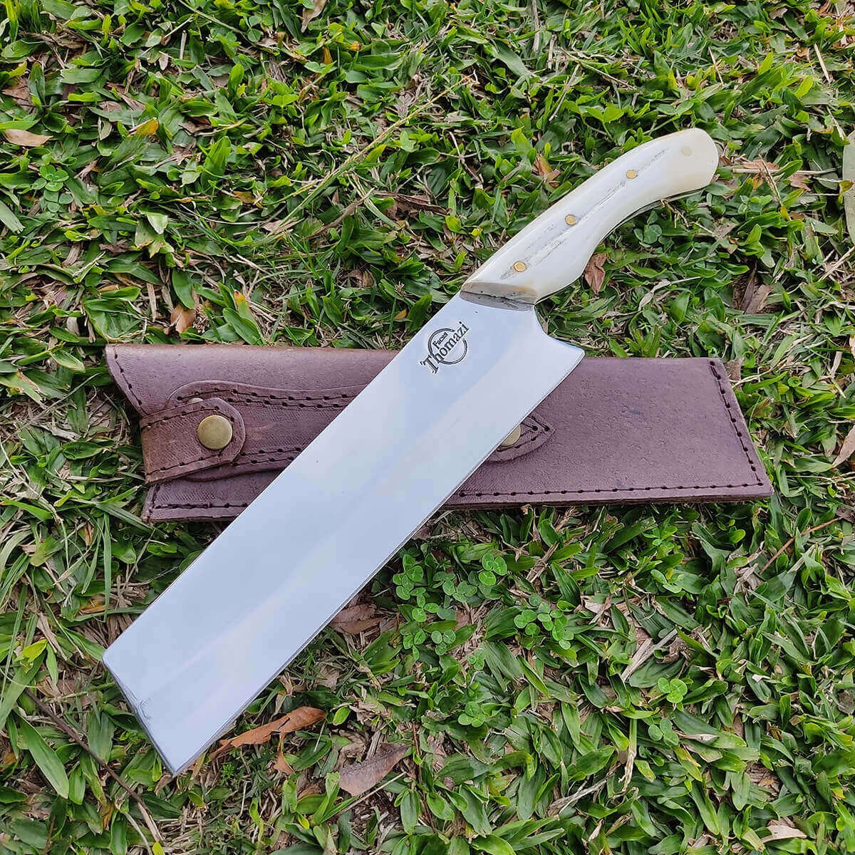 Faca Santoku Aço Cirúrgico Inox 420c Cozinha Artesanal 9' Fatiar Picar Japonesa Osso - 6