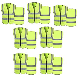 Colete Refletivo Sinalizador Kit 7 Unidades EPI Segurança Trabalho Blusao Fluorescente Fiscalizaçao