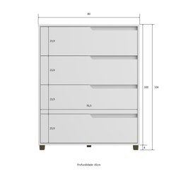 Cômoda em Mdf com 4 Gavetas 80cm X 104cm X 45cm Monet - 3