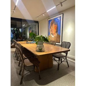 Mesa de Jantar Luxo 2,50m Madeira Maciça Pequiá Premium e Base Sólida 10 Lugares - Cor Madeira