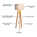 Ver imagem 6 de Luminária de Chão Abajur com Cúpula e Pés de Madeira Mobigu