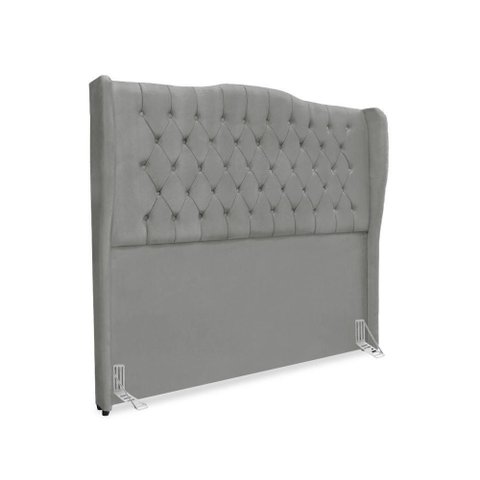 Cabeceira de Cama Box Queen 160 Cm Dubai Premium - Veludo Cinza Grafite