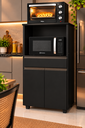 Ver imagem 4 de Balcão Multiuso Forno e Micro-Ondas Organizador de Cozinha Preto
