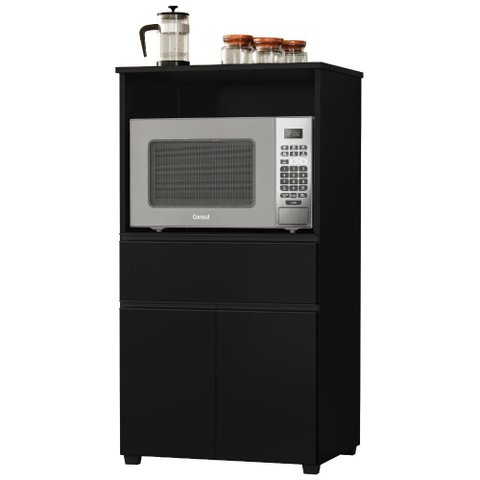 Balcão Multiuso Forno e Micro-Ondas Organizador de Cozinha Preto