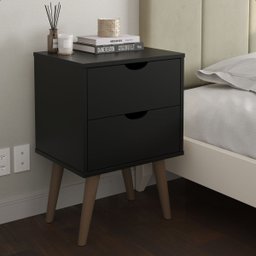 Mesa Mesinha de Cabeceira Lateral de Cama 2 Gavetas Madri:preto - 2