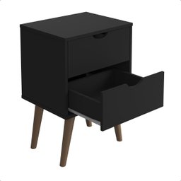 Mesa Mesinha de Cabeceira Lateral de Cama 2 Gavetas Madri:preto - 4