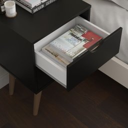 Mesa Mesinha de Cabeceira Lateral de Cama 2 Gavetas Madri:preto - 5