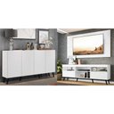 Ver imagem 2 de Conjunto Sala de Estar Rack + Painel TV 65" e Aparador Retrô Sofia Multimóveis Branco/Preto