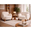 Ver imagem 2 de Kit 2 Poltronas Decorativas Maysa Bouclé Off White - Sallar Home