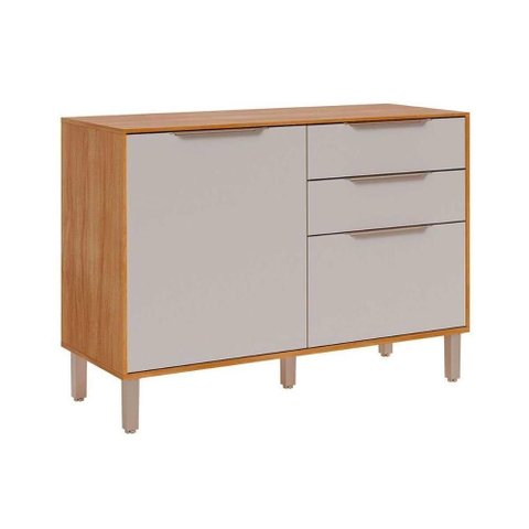 Gabinete com Tampo Cozinha Áurea 2 Portas 1 Prateleira MDF 120cm Cinamomo e Off White
