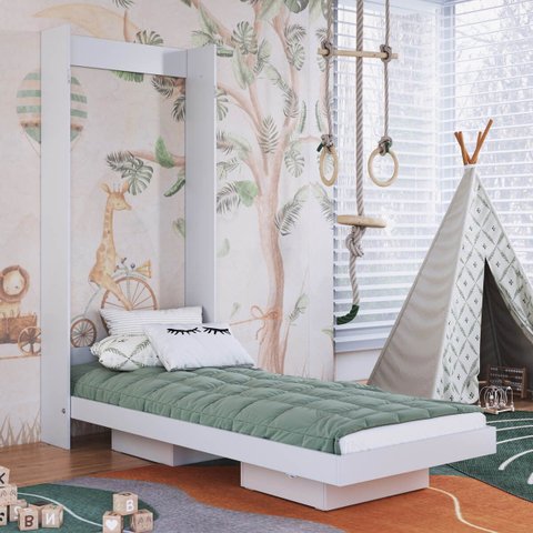 Cama Solteiro Juvenil Articulável Vertical 80 Vancouver Branco