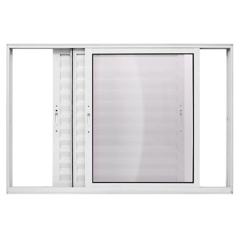 Janela de Correr Alumínio Branco 03 Folhas Veneziana Maxx - 120x120