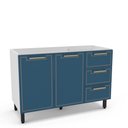 Ver imagem 3 de Balcão para Pia 120cm 2 Portas 3 Gavetas Amara Branco Azul Politorno Móveis