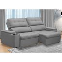 Ver imagem 2 de Sofá Retrátil Reclinável 3 Lugares 230cm Ginevra F05 Veludo Prata - Mpozenato