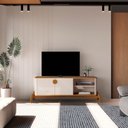 Ver imagem 1 de Rack para TV até 60 Polegadas Retrô Pés em Madeira Maciça 100% MDF 154cm Buriti Bege