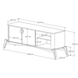 Rack para TV até 60 Polegadas 140cm com Puxador e Pés em Madeira Maciça Buriti - 4