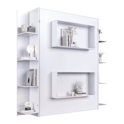 Cama Casal Articulável Vertical com Estante 140 Vancouver Branco - 6 Cama Casal Articulável Vertical com Estante 140 Vancouver Branco - 6