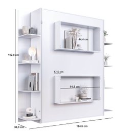 Cama Casal Articulável Vertical com Estante 140 Vancouver Branco - 7 Cama Casal Articulável Vertical com Estante 140 Vancouver Branco - 7