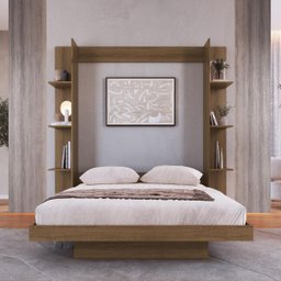 Cama Casal Articulável Vertical com Estante 140 Vancouver - 2