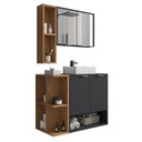 Ver imagem 1 de Conjunto Gabinete para Banheiro Ibiza Preto Fosco/naturalle - Bechara