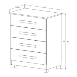 Cômoda para Quarto Mdf 4 Gavetas Fundas Suiça Basoto Brasil - 3