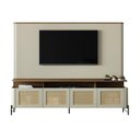 Ver imagem 4 de Rack com Painel para TV Bend 220cm MDF Porta Sextavada Louro e Luna com Preto Casa Lar Shop