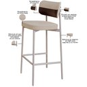 Ver imagem 7 de Kit 03 Banquetas Alta Bar Cozinha Sala de Jantar Aço Branco Kaira C01 Linho Areia Courino Café -