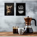 Ver imagem 1 de Kit 2 Quadros Café Torna Tudo Possível - Gatinho 24x18cm:moldura Preta
