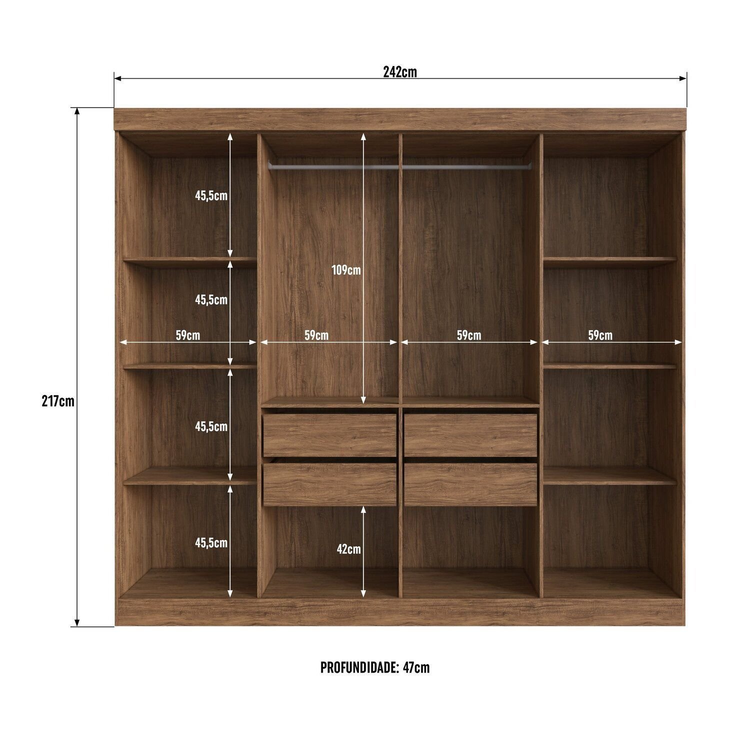 Guarda Roupa Casal 100% Mdf Chicago 68500 8 Portas 4 Gavetas - 6
